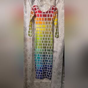 NWT Jeremy Scott x Adidas Multicolor Grid Dress